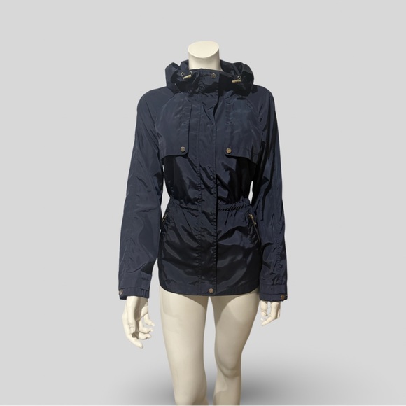 Zara Basic Navy Blue Zip, Cinched Waist Windbreaker Jacket Size Large - Picture 1 of 11